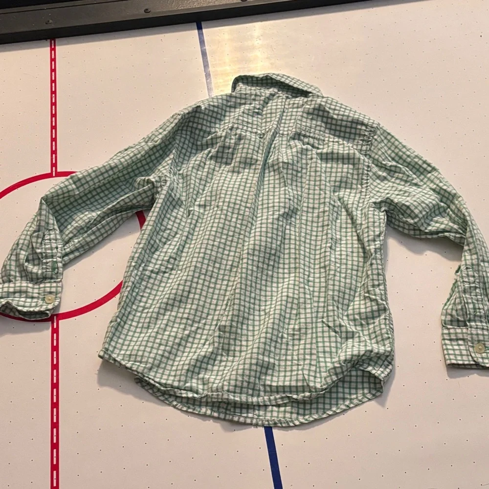 The Children's Place Green Checkered Button Down Shirt Boys Size 5/6 Used